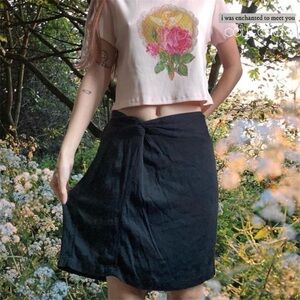 Boho Free People Night Dreamer Twist Mini Skirt in Black